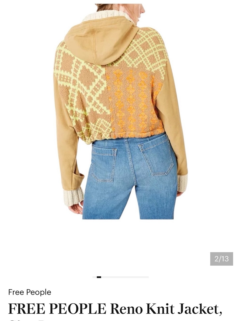 Free People Reno Knit Jacket Tan Crochet Hooded Zip Button Front Small - Picture 5 of 17